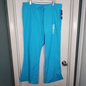 Cherokee Workwear Scrub Pants  Womens XL Drawstring Flare Leg Turquoise Blue NWT